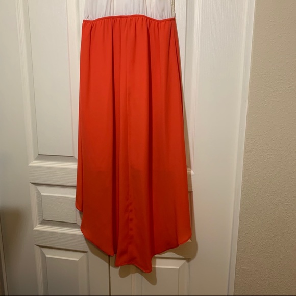 White and Red High Low Midi Dress - Picture 5 of 8